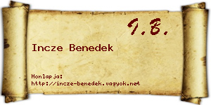 Incze Benedek névjegykártya